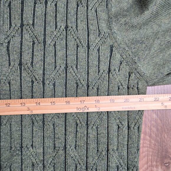 Tommy Bahama Men's L Green Fisherman Sweater Quarter Zip Cable Knit Cotton - Picture 7 of 8